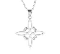 TEMAER Keltische Knoten Halskette Edelstahl Keltischer Mond Anhänger Triquetra Irisches Keltisches Pentagramm Halskette Gothic Wicca Amulett Schmuck Für Frauen (Hexenknoten 3-Silber)