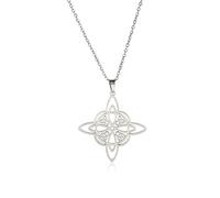 TEMAER Keltische Knoten Halskette Edelstahl Keltischer Mond Anhänger Triquetra Irisches Keltisches Pentagramm Halskette Gothic Wicca Amulett Schmuck Für Frauen (Hexenknoten 2- Silber)