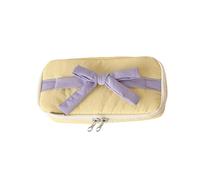 TEMOOUES Federmäppchen mit hübschem Schleifen, großes Fassungsvermögen, Stifttasche mit Schleife, Halter für Marker, Kunstbedarf, Aufbewahrung, Schleifen-Box, gelb