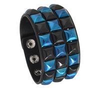TEMOOUES Quadratische Nieten, Leder, Punk, verstellbar, weich, bequem, Armband für Herren und Damen, modisches Accessoire, Herren-Handkette, Eine Größe, Wie beschrieben