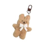 TEMOOUES Süßer Plüsch-Kaninchen-Schlüsselanhänger, niedlicher Hasen-Charm-Schlüsselanhänger mit Perlen, für jedes Alter, stilvoller Anhänger, braun, One size