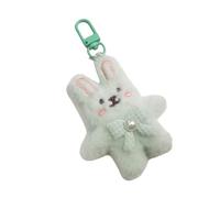 TEMOOUES Süßer Plüsch-Kaninchen-Schlüsselanhänger, niedlicher Hasen-Charm-Schlüsselanhänger mit Perlen, für jedes Alter, stilvoller Anhänger, grün, One size