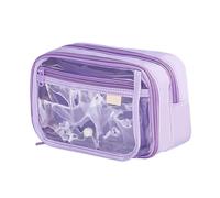 TEMOOUES Transparente Stifttasche, einfaches Etui, großes Fassungsvermögen, ästhetisch, Schule, Bürobedarf, ästhetisch, große Kapazität, violett, Einheitsgröße