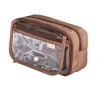 TEMOOUES Transparente Stifttasche, einfaches Etui, großes Fassungsvermögen, ästhetisch, Schule, Bürobedarf, ästhetisch, große Kapazität, braun, Einheitsgröße