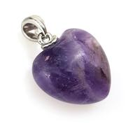 TEMPELWELT Schmuck Anhänger Herz bauchig 20 mm, Amethyst Edelstein violett geschliffen Öse Silber, Heilstein Steinanhänger in Schmuckbox