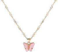 Temperament Bunte Acryl Halskette Halskette Anhänger Einfache Accessoires Schlüsselbeinkette Damen, rosaDurability