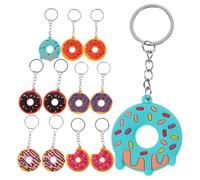 TEMPNAP 12 Stück Packung Donut Schlüsselanhänger aus Pvc Niedliche Selbstgemacht Anhänger für Taschen und Schlüssel Bunte Donut Förmige Anhänger als Geschenk oder Bastelprojekt