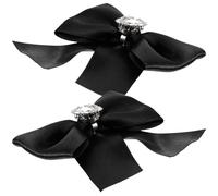 TEMPNAP 2 Stück Schwarze Strass Schleifen Schuhclips Elegante Schuhdekoration aus Funkelndem Kristall Leicht zu Installieren für Hochzeit und Brautschuhe