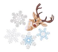 TEMPNAP 6 Stück Goldene Bestickte Schneeflocken Aufnäher für Kleidung und Hut zum Aufbügeln Polyester Stickfaden Kreative Selbstgemacht Dekoration für Winter und Weihnachten