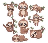 TEMPNAP 8 Stück Faultier Aufnäher Gestickte Stoffapplikationen zum Aufbügeln und Aufnähen Farbige Kleidung und Rucksackflicken Wiederverwendbare Nähaccessoires für Bastelarbeiten