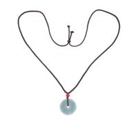 TEMPNAP Geschnitzte Grüne Jade Halskette mit Anhänger aus Jade und Polyester Retro Stil für Damen und Herren Eleganter Schmuck für Freizeit und Formelle Anlässe