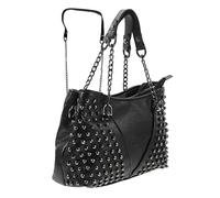 TEMPNAP Handliche Umhängetasche mit Taschenkettenriemen aus Pu Modische Schultertasche mit Nietenkette für Freizeit und Alltag Praktische Freizeittasche in Schwarz