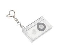 TEMPNAP Retro Kassetten Schlüsselanhänger aus Acryl Kleiner Musik Schlüsselanhänger mit Transparentem Gehäuse und Herzförmigem Verschluss Vintage Accessoire der/Jahre für Damen Party