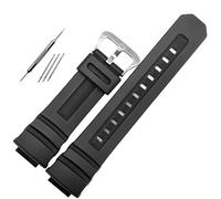 TEMSOOM Hochwertiges Gummi-Armband, kompatibel mit Casio AW-591 590/5230/282B AWG-M100/101 G-7700/7710 Ersatzarmband (schwarze Stahlschnalle)