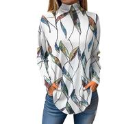 Temu Shop Kleidung Damen Blusen Damen Shirts Damen Langarm Shirts Damen Rundhals Long Sleeve Oversized Sweatshirt Blumen Bedruckt Oberteile Basic Pulli Casual Longshirt Leichte Damenblusen L