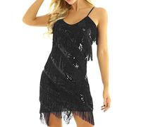 Temu Shop Kleidung Damen Pareos & Strandkleider Für Damen Sommerkleider Damen Lange Sommerkleid Weiss Damen Spaghetti Quasten 1920Er Kleid Flapper Kleid Glitzer Kleid Shirtkleider Damen (Schwarz, 3Xl)