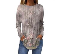 Temu Shop Kleidung Damen Poloshirt Damen T-Shirt Damen Sommer Langarm Shirts Damen Blumen Bedruckt Rundhals Oversized Sweatshirt Long Sleeve Sweatshirt Basic Laufshirt Oberteile Damen Sommer Xl
