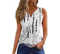 Temu Shop Kleidung Damen Poloshirt T-Shirt Sommer Crop Shirt Ärmellos Blumen Bedruckt Henley Tops V-Ausschnitt Tunika Casual Basic Aesthetic Blusen