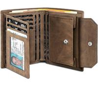 TENBST Geldbörse Herren - Großraum Slim Wallet mit 15 Kartenetui und Münzfach, RFID-Schutz Geldbeutel, Leder Portemonnaie, Hochwertig Vintage Portmonee Herren, Männer, Braun