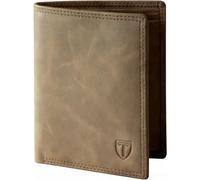 TENBST Geldbörse Herren mit RFID Schutz, Portmonee mit 15 kartenetui, Ausweisfenster & Fotofenster, Münzfach mit Knopf, 2 Geldscheinfächern, Herren Geldbörse mit Geschenkbox - Braun