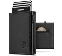 TENBST Geldbörse Herren mit RFID Schutz, Slim Wallet mit Münzfach, 10 Karten Portmonee Geldbeutel Herren, Magnetischer Wallets for Men, Kreditkartenetui Klein with Gift Box - Schwarz (Schwarz)