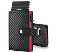 TENBST Geldbörse Herren, Slim Wallet Herren mit RFID & Münzfach, Hochwertige Geldbeutel, Kartenetui 8-Fach Portmonee, Wallets for Men，Geschenke zum Vatertag- Rot-Schwarz