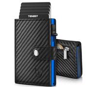 TENBST Geldbörse Herren, Slim Wallet Herren mit RFID & Münzfach, Wallets for Men, Hochwertige Geldbeutel, Kartenetui 8-Fach Portmonee, Geschenke zum Vatertag (Blue-Schwarz)