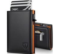 TENBST Portmonee Herren - Ultradünne Geldbörse Herren aus Echtleder, Smart Wallet 3.0 mit Magnetverschluss, RFID-Schutz Kartenetui, Elegantes Orange als Slim Wallet - Stilvolle Geschenke für Männer