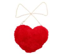 TENDYCOCO Damen HerzföRmige UmhäNgetasche Mit Kette Rote PlüSch Tasche FüR Alltag Party Geschenk SüßE Schultertasche Frauen Modische Crossbody Bag