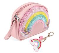 TENDYCOCO Regenbogen Geldbörse Für Kleine Mädchen Mit Verstellbarem Schultergurt Süße Pu Leder Crossbody Tasche Und Regenbogen Schlüsselanhänger Für Alltag Und Reisen