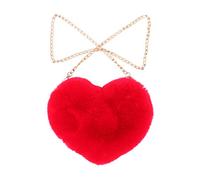 TENDYCOCO Rote Plüsch Herz Umhängetasche Damen Kuschelige Handtasche Herzform Crossbody Tasche Mit Kettenriemen Für Alltag Und Freizeit