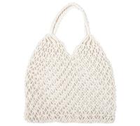 TENDYCOCO Umhängetasche Mesh Beach Bag Woven Cotton Hollow für Damen (Weiß)