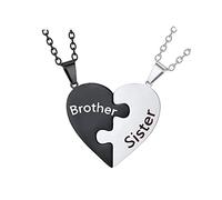 tenghong2021 2 passende Herz-Halsketten für Vater, Tochter, Bruder, Schwester, Mutter, Sohn, Schulabschluss, Vatertag, Muttertag, Geburtstag, Schmuckgeschenk, Metall, Kein Edelstein