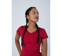Tennis T-Shirt V-Ausschnitt Damen & Mädchen, bordeaux rot M