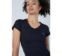 Tennis T-Shirt V-Ausschnitt Damen & Mädchen, schwarz M
