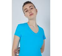 Tennis T-Shirt V-Ausschnitt Damen & Mädchen, türkis L