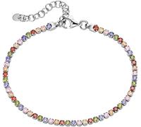 Tennisarmband FIRETTI "Schmuck Geschenk Silber 925 Armschmuck Armkette Glitzerarmband", bunt (silberfarben, rot, champagner, rose, lila, grün, rot, champagner, rose, lila, grün), Armbänder, Damen, 19c