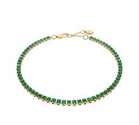 Tennisarmband FOSSIL "Ellis", gelbgoldfarben, grün, grün, Armbänder, Damen, 19cm, Metall, Tennisarmband, mit Glasstein (76825618-0) gelbgoldfarben, grün, grün
