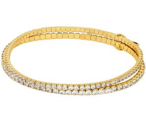 Tennisarmband MICHAEL KORS "Schmuck Geschenk Messing Armschmuck PREMIUM", gold (gelbgoldfarben, kristallweiß, kristallweiß), Armbänder, Damen, Messing, glitzernd, Tennisarmband, mit Zirkonia (synth.) 