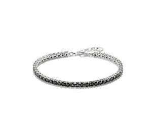 Tennisarmband THOMAS SABO "Armband mit schwarzen Zirkonia" Gr. 19,5, silberfarben, schwarz, schwarz, Armbänder, Damen, 19,5, Silber 925 (recycelt), Tennisarmband, mit Zirkonia (synth.) (39309568-19,5)