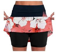 Tennisrock Damen schwarz, Damen Rock Mit Hose Drunter - Laufrock Stretch Gerades Bein 2 In 1 Outdoor Minirock Kurz Dehnbar Laufenrock Minirock Leicht Skort Beach Rot 5XL