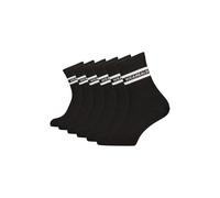 Tennissocken ALIFE & KICKIN "Herren 6 PACK - DennisAK", Herren, Gr. 47-50, schwarz, 75% Baumwolle, 20% Polyester, 3% Polyamid, 2% Elasthan, normal, Socken Tennissocken, lange Sportsocken mit Streifen,