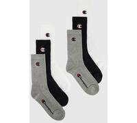 Tennissocken CHAMPION, Gr. 39-42, schwarz-weiß (2x grau, 2x weiß, 2x schwarz), Obermaterial: 100% Baumwolle, Socken Tennissocken, für Erwachsene, sportlicher Stil, mit Logoschriftzügen, elastisch (539