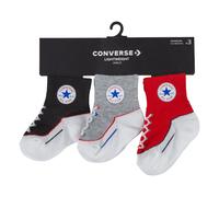 Tennissocken CONVERSE "CHN INFANT STRIATED QTR 3PK", Babys, Gr. 86-92, schwarz, Obermaterial: 76% Polyester, 20% Nylon, 4% Elasthan, Socken Tennissocken, Babys, im 3er-Pack, gerippte Bündchen, elastis