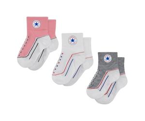 Tennissocken CONVERSE "CHN INFANT STRIATED QTR 3PK", Kinder, Gr. 68/80 (6/12), coastal pink, Obermaterial: 76% Polyester, 20% Nylon, 4% Elasthan, Socken Tennissocken, für Babys (57203435-68) coastal p