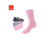 Tennissocken COPENHAGEN STUDIOS, Damen, Gr. 35-38, bunt (1x anthrazit, 1x hell blau, 1x rosa), Baumwollmischung, unifarben, elastisch, Socken, mit großem Schriftzug (98463930-35) 1x anthrazit, 1x hell
