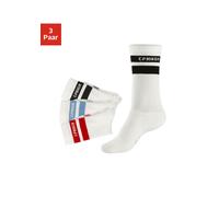 Tennissocken COPENHAGEN STUDIOS, Damen, Gr. 35-38, weiß (3x sanftes weiß mit farbigen streifen), Baumwollmischung, unifarben, elastisch, Socken Tennissocken, mit Streifendesign und Vollfrottee (926305