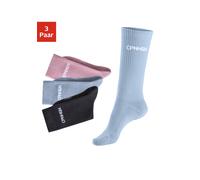 Tennissocken COPENHAGEN STUDIOS, Damen, Gr. 39-42, bunt (1x anthrazit, 1x hell blau, 1x rosa), Obermaterial: 72% Baumwolle, 25% Polyamid, 3% Elasthan, unifarben, elastisch, Socken Tennissocken, mit Ha