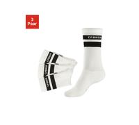 Tennissocken COPENHAGEN STUDIOS, Damen, Gr. 39-42, 3x weiß mit schwarzen streifen, Baumwollmischung, unifarben, elastisch, Socken, mit Streifendesign und Vollfrottee (79655038-39) 3x weiß mit schwarze