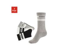 Tennissocken COPENHAGEN STUDIOS, Damen, Gr. 39-42, weiß (1x schwarz, 1x sanftes weiß, 1x grau meliert), Baumwollmischung, unifarben, elastisch, Socken Tennissocken, mit Streifendesign und Vollfrottee